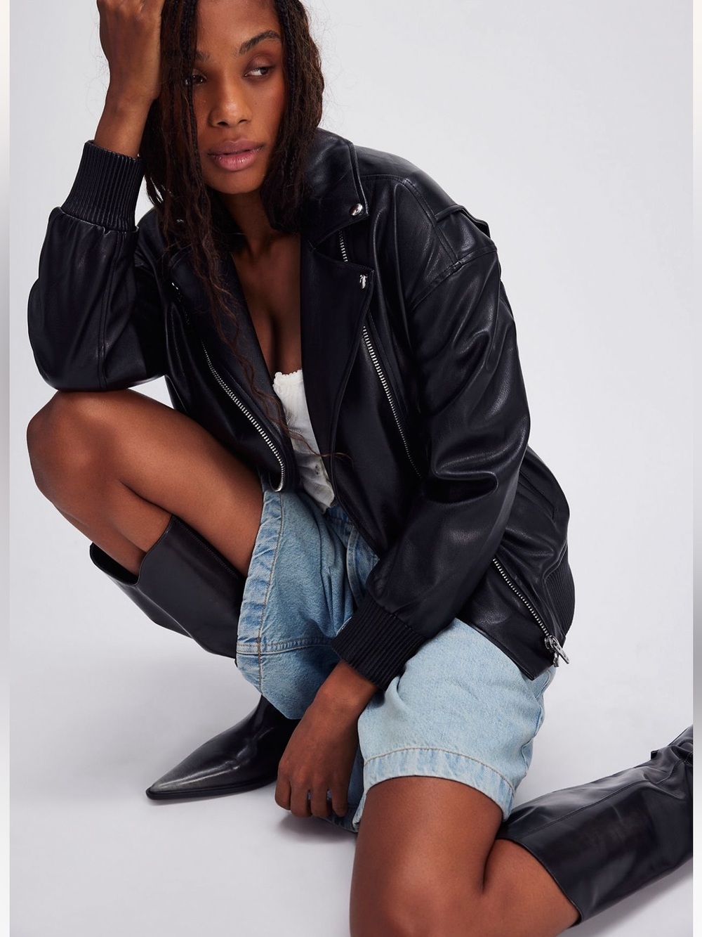 Blank NYC black faux leather moto jacket new Medium